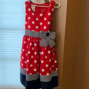 Girl red, white and blue dress